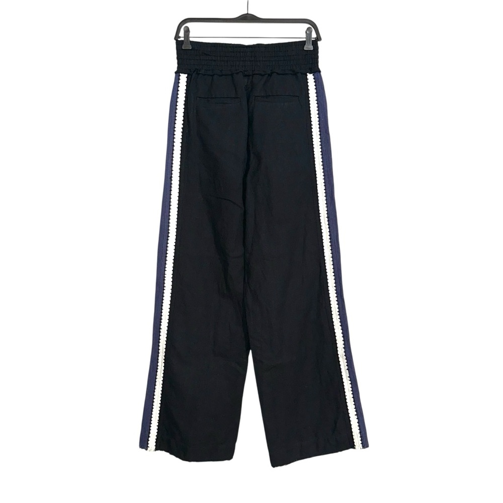 Sea New York Linen Blend Side Stripe Wide Leg Navy Pants 4 - Picture 2 of 6